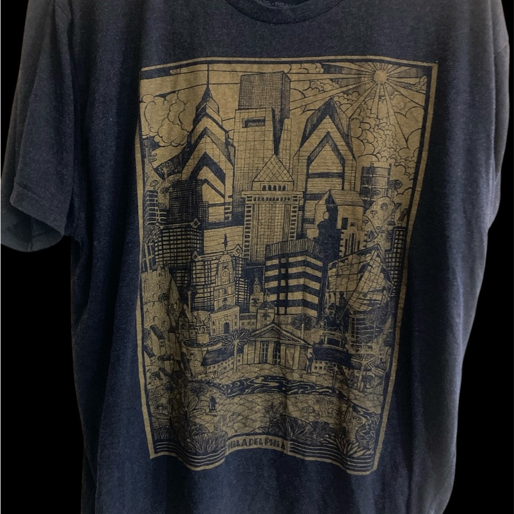 Graphic Tee with Philadelphia Cityscape Design